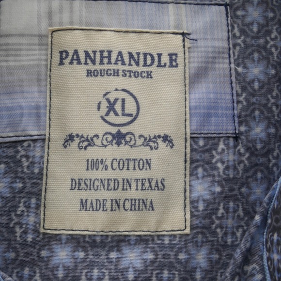 NWT Panhandle Rough Stock Pearl Snap Shirt XL Blue Mens Western Long Sleeve - Picture 5 of 15